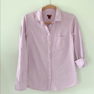 J. Crew button down purple polka dots